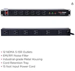 Cyberpower CPS1215RMS Rackmount Surge Protector, 120V/15A, Outlets, 15' Cable. Fixed Price $47.00.