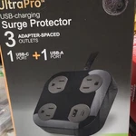 Ultrapro Usb-charging Surge Protector Black 3 Adapter-spaced Outlets Por. Fixed Price $22.13.