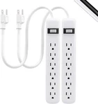 White Ge 6OUTLET Power Strip 2 Pack 15 Ft Extension Cord Heavy Duty Plug. Fixed Price $19.31.