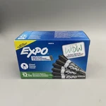 Expo Low Odor Chisel Tip Dry Erase Markers Black 12 Pack 80001A New. Fixed Price $12.99.
