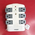 Prime 6-OUTLET Wall-mount Surge Protector With Indicator Light, White, 120V. Fixed Price $8.00.