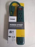 New, Unused Prime Power Strip, Green, 6 Outlets, 1.5 Foot Cord. Fixed Price $12.00.