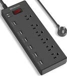 Power Strip, Hitrends Surge Protector With 6 & Outlets, Black. Fixed Price $41.24.