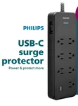 Philips 7 Outlet + 2 Usb Surge Protector - Black 4FT. Braided Cord Grounded. Fixed Price $25.00.