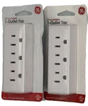 2-PACK Ge Outlet Wall Tap Extender Prong Grounded Plug White 52203 Ul. Fixed Price $15.97.