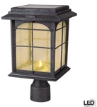 Iron Post Lantern Solar Outdoor Hand Painted Sanded Seedy Glass Shade Lighting. Fixed Price $142.61.