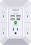 5 Outlet Wall Extender Surge Protector W/ 4 Usb Ports 1680J. Fixed Price $14.95.