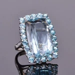 Silver Plated Royal Ring 2.75 Ct Simulated Aquamarine Hubby-wifey Gifts. Fixed Price $21.03.