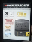Monster Power - 3 Outlets, Plus 2 Usb Charging Ports, 540 Joules, Fireproof New. Fixed Price $12.99.
