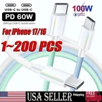 For Iphone 17 15 Pro Usb-c To Cable Fast Charger Lot Type Charging Cord. Fixed Price $7.99.