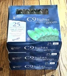 Lot 3 Holiday Time C9 Green Christmas Lights 25 Ct Ea 24FT Indoor Outdoor. Fixed Price $34.99.