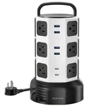 Power Strip Tower Surge Protector, Jackyled 12 MEDIUM-6.5FT, White Black. Fixed Price $54.02.