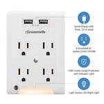 Dewenwils 4-OUTLET Wall Adapter With 2 Usb And Light Sensor Night. Fixed Price $22.99.