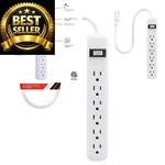 Ge 6-OUTLET Power Strip, 2 Pack, 1.5 Ft Extension Standard White. Fixed Price $23.74.