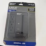 Commercial Electric 6-OUTLET Wall Mounted Swivel Surge Protector, Black. Fixed Price $9.55.