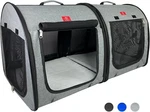 One For Pets Portable 2-IN-1 Double Kennel/shelter, Fabric, Gray 20X20X39. Fixed Price $79.99.