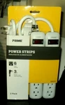 Pack Prime Power Strips: Flat PLUGS:6 Outlets Each: 3FT. Cord: Model PB8100X2. Fixed Price $10.00.