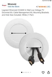 Legrand Wiremold CCA6W In Wall Low Voltage Tv Grommet Kit, Cable Management. Fixed Price $19.99.