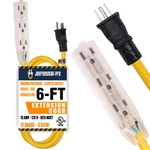 Foot Yellow Indoor Outdoor Extension Cord 3-OUTLET 6FT Feet 6' Short Power. Fixed Price $17.97.