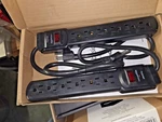 Quanity (4) Amazon Basics 6-OUTLET Surge Protector Power Strips 200 Joule New!. Fixed Price $22.00.
