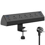 Jgstkcity Desk Clamp Power Strip Usb 5 Outlets & 6 Ports - 40W, Black. Fixed Price $49.85.