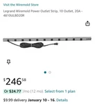Legrand Wiremold Power Strip, Outlet, 20A - 4810ULBD20R, C16. Fixed Price $103.73.