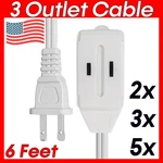 6FT 3-OUTLET Extension Power Cord Indoor 2 Prong Protection Cover White. Fixed Price $29.99.