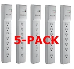 Belkin BE107200-06 7-OUTLET Home Office Surge Protector Slim 6FT Right Angle 5PK. Fixed Price $79.90.