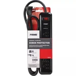 New Black Prime 6 Outlets Surge Protector 4' Cord 1875 Watts 1000 Joules Strip. Fixed Price $8.99.