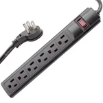 Steren 6-OUTLET, Plastic Surge Protector Strip, 3FT Cord, Right New, Black. Fixed Price $24.06.