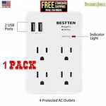 Bestten Wall Tap Adapter Outlet Socket Surge Protector With 2 Usb Charger. Fixed Price $19.95.