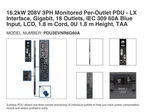 Eaton, Tripp-lite, 16.2KW, Monitored Pdu, Phase, 18 Outlet, PDU3EVNR6G60A, New. Fixed Price $1349.10.