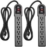 Kmc 6-OUTLET Surge Protector Power Strip, 600 Joule, Overload Protection, 2 Pack. Fixed Price $13.99.