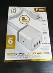Lax Gadgets 3-OUTLET 3-USB Port Surge Protector 5' White (OUT3X3WH). Fixed Price $16.99.