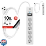 6-OUTLET Surge Protector, 2 Pack, 10 Ft Extension Cord, Power Strip, 800 J. Fixed Price $44.99.