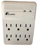 Fellowes 99003 6 Outlet Wall Mount Surge Suppressor *tested*. Fixed Price $9.95.