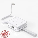 Ntonpower Strip 8 Outlets 3 Usb Flat Plug 5FT Cord Wall Mount. Fixed Price $44.99.