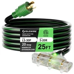25FT Generator Extension Cord, Nema L5-30P Triple 5-15R/5-20R, 10 Gauge 30.... Fixed Price $68.42.