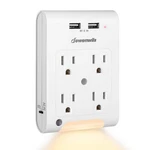Dewenwils Multi Wall Plug Outlet Adapter W/ 2 Usb Ports Light Sensor Night. Fixed Price $22.99.