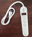 Onn ONC14HHO209 6-OUTLET Surge Protector Strip, White. Fixed Price $12.00.