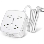6 Ft Surge Protector Power Strip - 8 Widely Outlets (round Cord), White. Fixed Price $19.99.