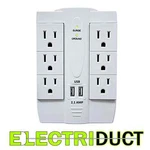 6 Ac Outlet White Power Surge Protector 2 Ports Usb Wall Charger In. Fixed Price $19.99.