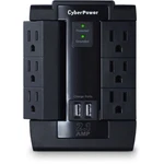 Cyberpower Surge Protector 6AC Outlet Swivel With 2 Usb Black. Fixed Price $24.99.