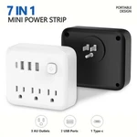 Plug 180 Degree Rotating Socket, 7 Outlets Power Strip Usb-c Charging Station. Fixed Price $9.99.